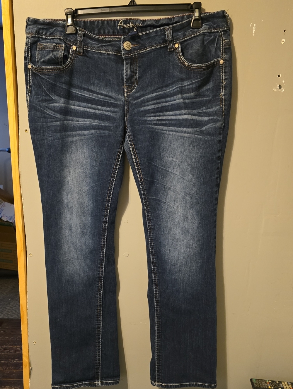 Amethyst Jeans Women's Medium-Dark Blue Straight Leg Jeans